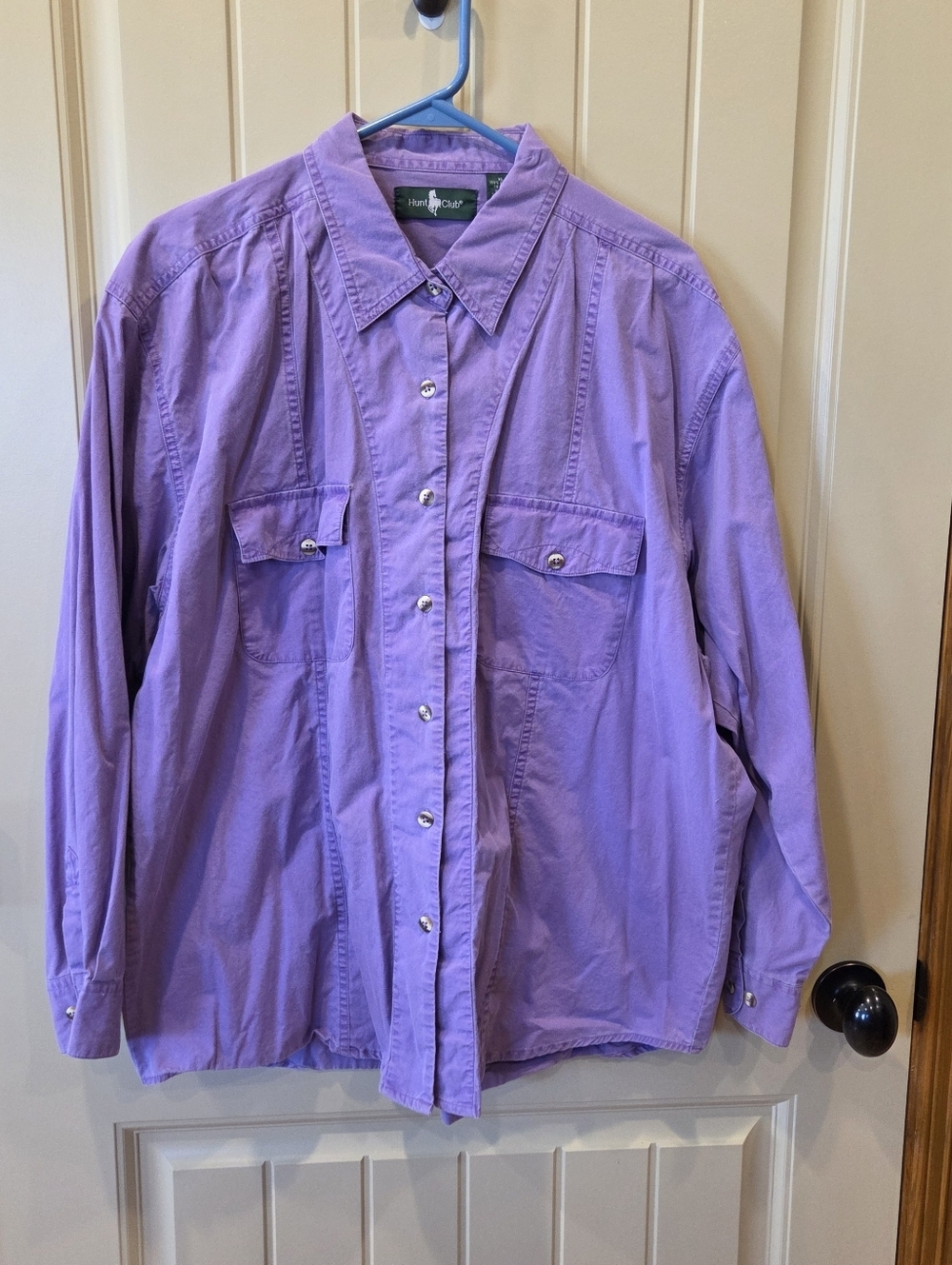 Vintage Hunt Club Purple 100% Cotton Button Down Shirt XL 90s Western V-Yoke